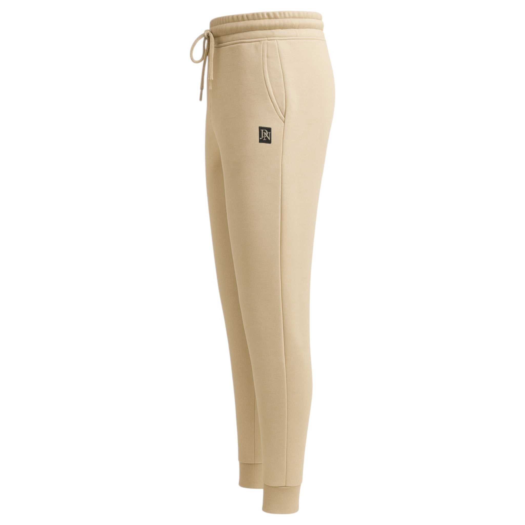 Men's JDN branded hooded tracksuit set in stone beige – plain hoodie with kangaroo pocket and matching joggers loungewear activewear